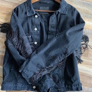 Denim fringe jacket